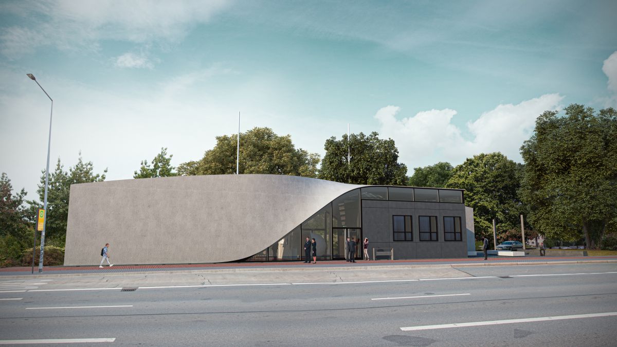 Visualisierung Carbonbeton-Haus Dresden. Copyright: TU Dresden, Institut für Massivbau. Visualisierung Carbonbeton-Haus Dresden. Copyright: TU Dresden, Institut für Massivbau.