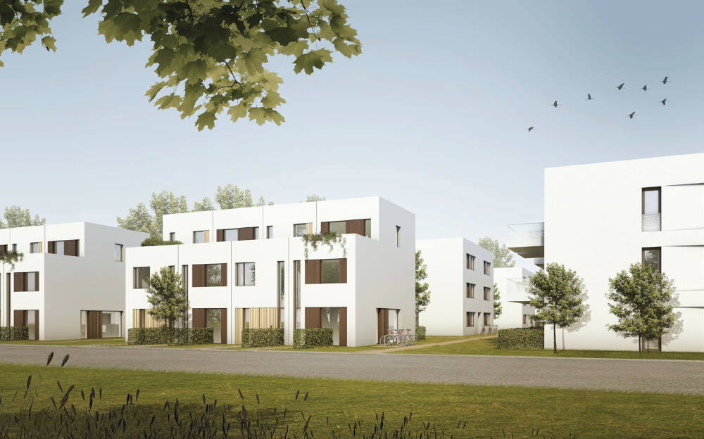 Eine weitere Ansicht des Quartiers Wohnen am Wiesenpark. Copyright: TCHOBAN VOSS und Landschaftsarchitekten Nolte | Gehrke