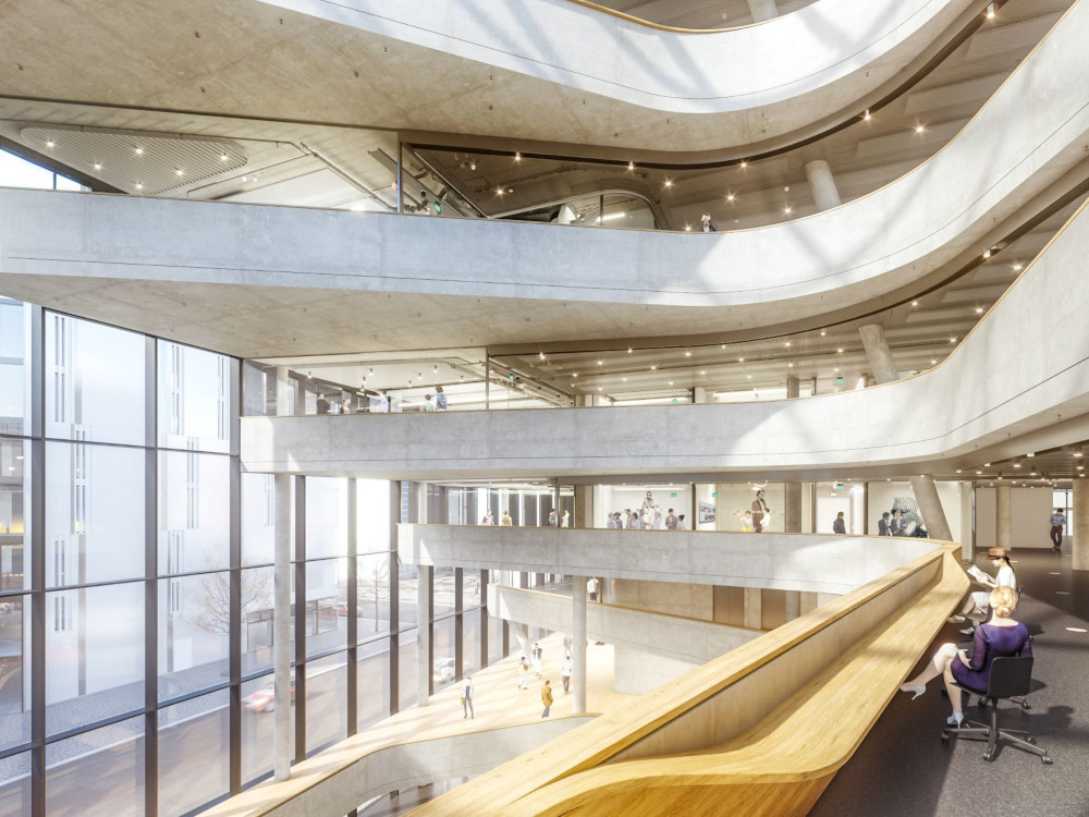Das Atrium des neuen BHQ Z. Copyright: Henn Architekten Das Atrium des neuen BHQ Z. Copyright: Henn Architekten