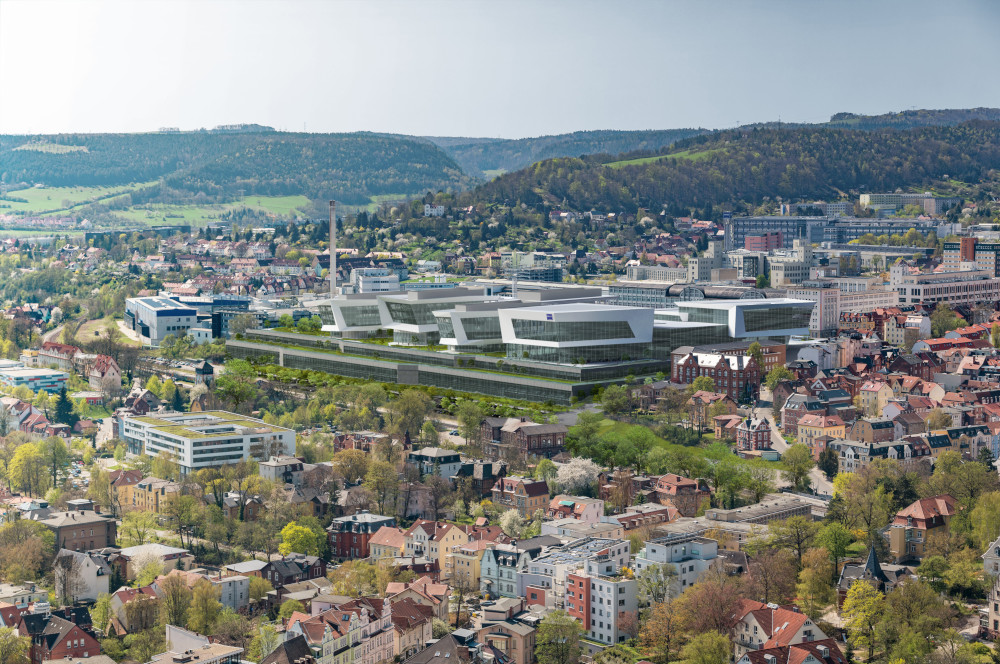 Der Zeiss Hightech-Standort Jena inmitten der Universitätsstadt. Foto: ZEISS