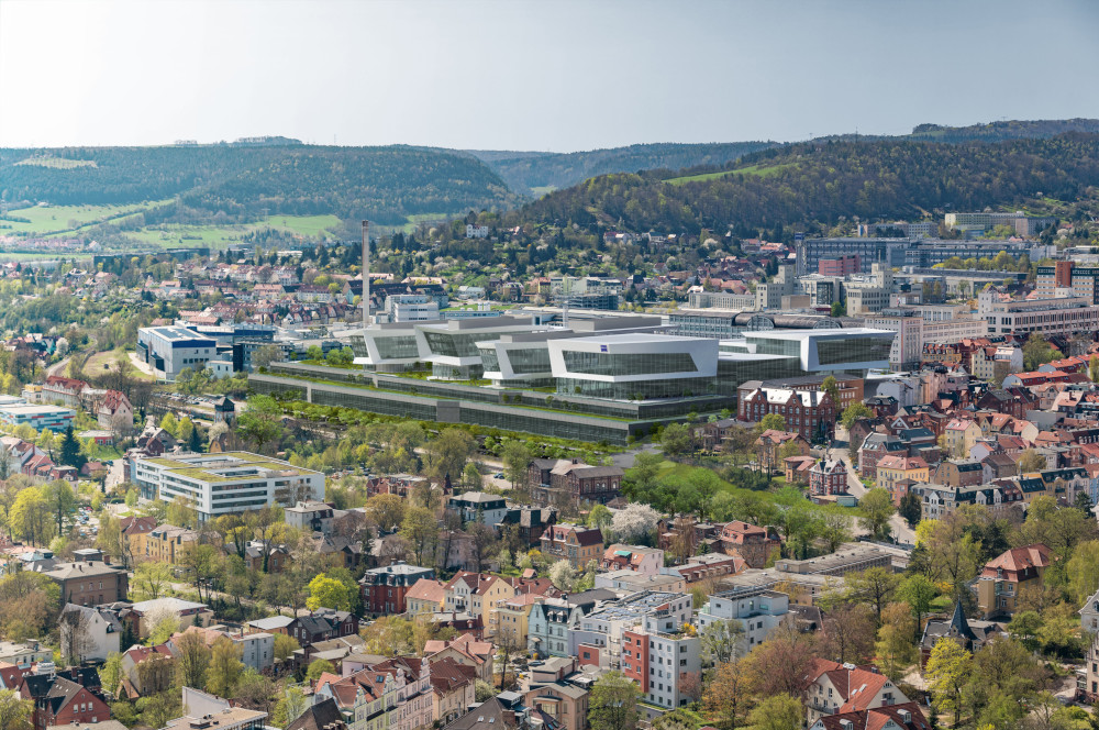 Der Zeiss Hightech-Standort Jena inmitten der Universitätsstadt. Foto: ZEISS Der Zeiss Hightech-Standort Jena inmitten der Universitätsstadt. Foto: ZEISS