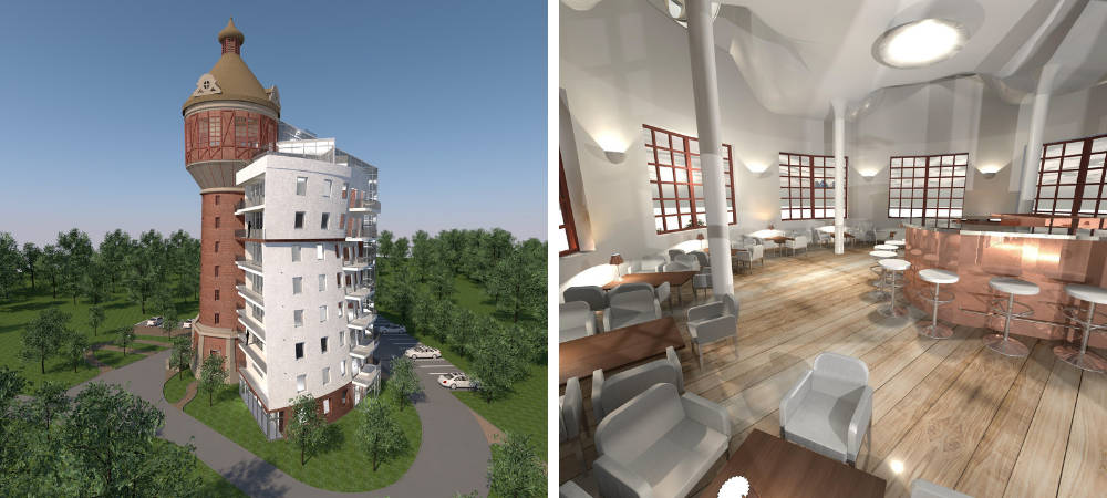 Revitalisierung: Delitzscher Wasserturm wird zum Boardinghouse: QUARTERBACK revitalisiert den Delitzscher Wasserturm. In einer Symbiose aus historischem Bauwerk und moderner Architektur entsteht ein zeitgenössisches Boardinghouse mit 64 Longstay Apartments.