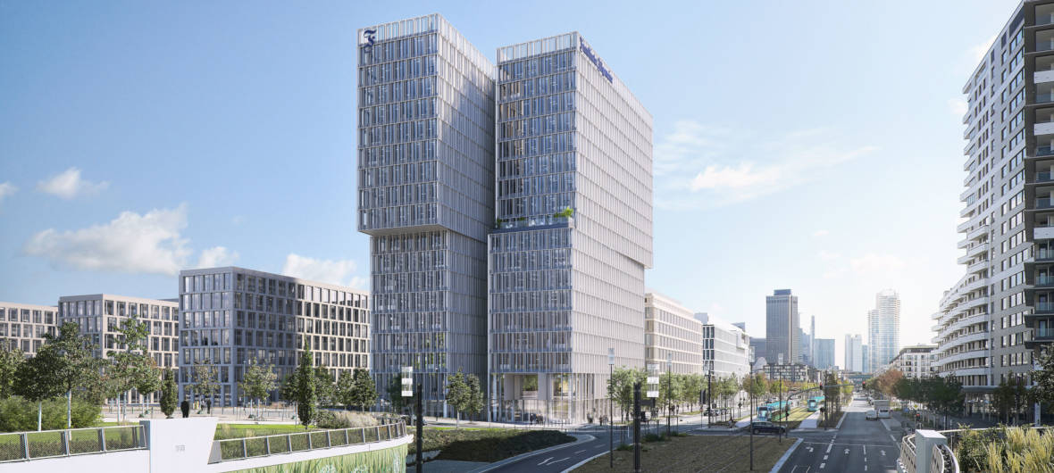 F.A.Z. Tower: Richtfest für neues Headquarter der Frankfurter Allgemeinen Zeitung: Im Frankfurter Europaviertel entsteht mit dem F.A.Z. Tower das neue Headquarter der Frankfurter Allgemeinen Zeitung. Für das markante Hochhaus wurde just Richtfest gefeiert.