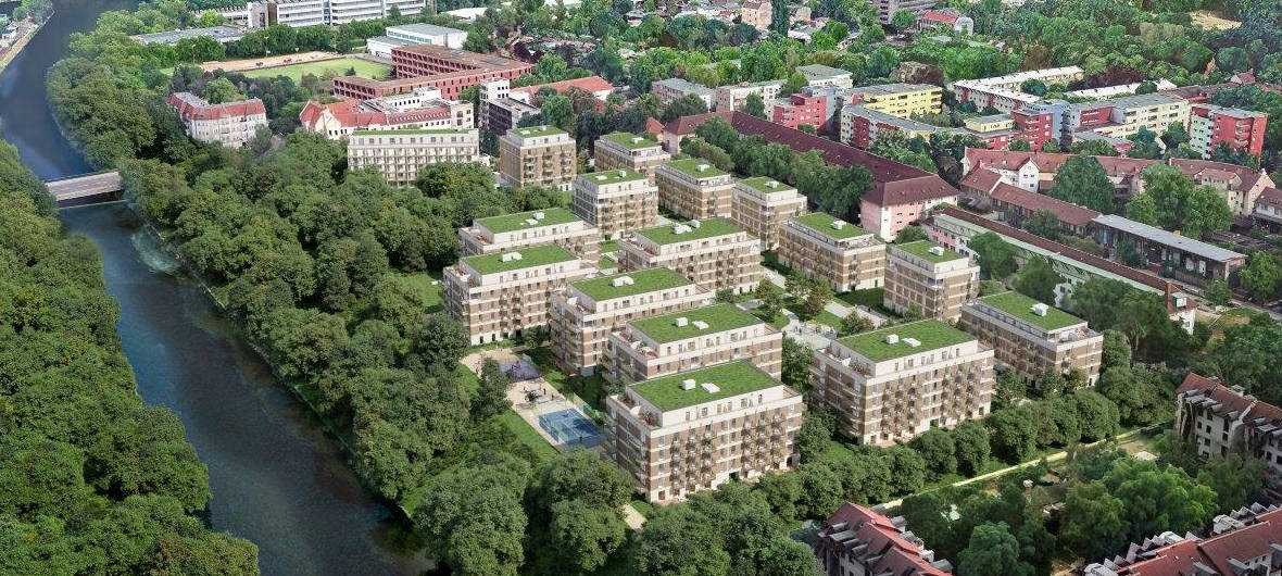 Goldbeck realisiert neues Berliner Quartier „Greenpark“ systematisiert und seriell: Das Bau- und Dienstleistungsunternehmen Goldbeck plant und baut im neuen Quartier „Greenpark“ 860 Wohnungen in Berlin-Neukölln. Goldbeck realisiert die Wohngebäude systematisiert und seriell.