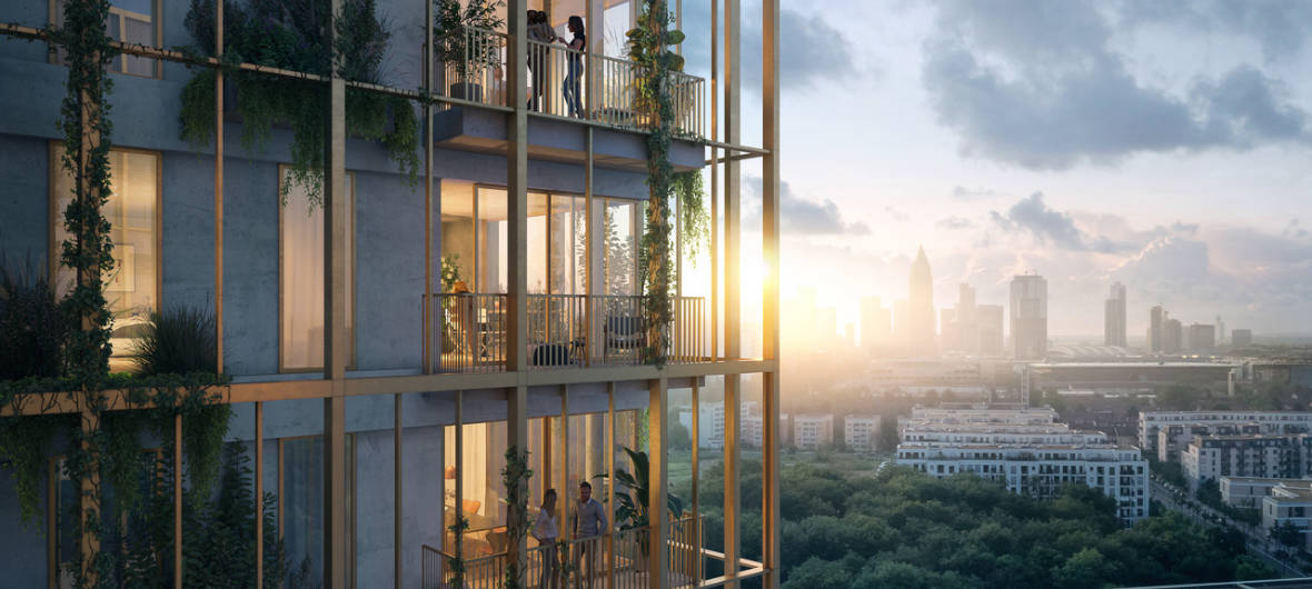 Neues Büro- und Wohnhochhaus am Rebstockpark in Frankfurt