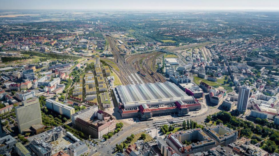 Löwitz Quartier in Leipzig: Erstes Richtfest im neuen Wohnviertel: Westlich des Leipziger Hauptbahnhofes entwickelt ein Joint Venture ein neues Stadtquartier, das Wohnen und Arbeiten an einem Ort verschmelzen wird. Nun wurde das erste Richtfest gefeiert.