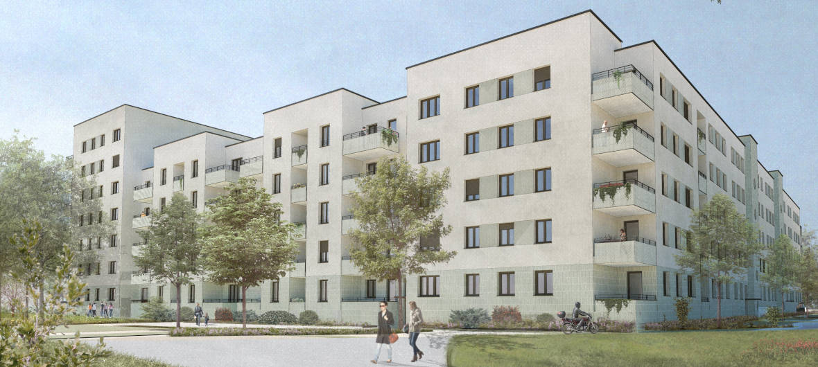 Leipzig-Mockau: LWB-Neubau mit 100 geförderten Wohnungen: In der Samuel-Lampel-Straße in Leipzig realisiert die LWB 100 geförderte Wohnungen in einem Neubau. Dieser entsteht, wo bereits ein LWB-Hochhaus stand.