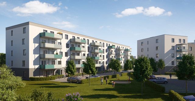 Leipzigs erster Neubau in Modulbauweise kommt von Vonovia: Vier neue Wohnhäuser mit 99 familienfreundlichen Wohnungen sind an der Landsberger Straße in Leipzig-Gohlis entstanden.