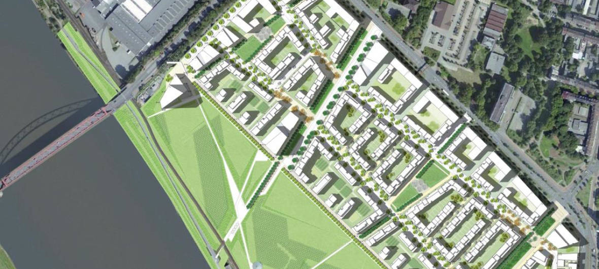 RheinOrt in Duisburg: Neues Wohnquartier am rechten Hochufer des Rheins: Die DLE Land Development entwickelt unter dem Namen 