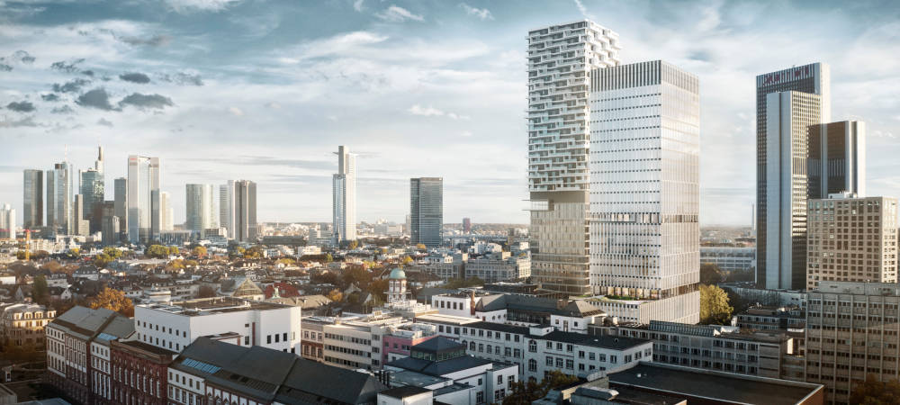 Senckenbergturm in Frankfurt am Main setzt Nachhaltigkeitsmaßstäbe: 106 Meter hoch ist der Turm, der knapp 27.000 Quadratmeter Mietfläche für Büros bieten wird. Es ist nicht das einzige Hochhaus in Deutschland, das auf den Markt kommt.  