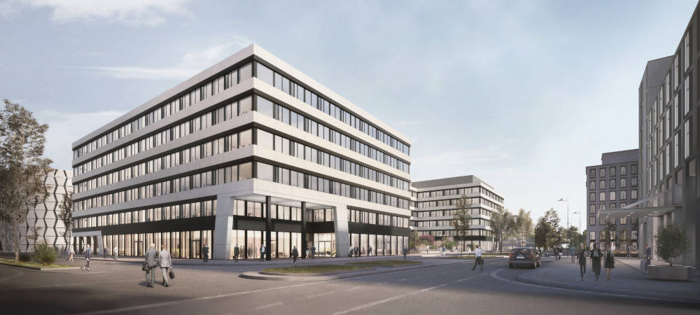 The Move: Siemens schafft flexible Büros in Modulbauweise für Frankfurt: Siemens errichtete im Frankfurter Stadtquartier Gateway Gardens ein Büroensemble, das sowohl Siemens selbst als auch externen Mietern flexible Büroflächen in zwei Gebäuden zur Verfügung stellt.