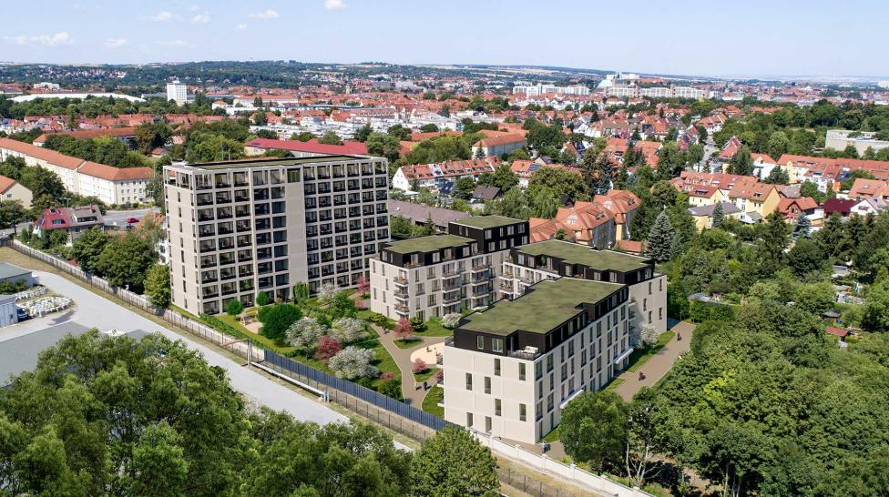 Erfurter Wohnquartier mit Kita: AOC verkauft „COLORIA“: AOC | Die Stadtentwickler GmbH realisiert ihr erstes Projekt in Erfurt: 155 Wohnungen will der Projektentwickler bis 2023 im Südosten der Landeshauptstadt errichten. So geht es mit dem Quartier COLORIA voran.
