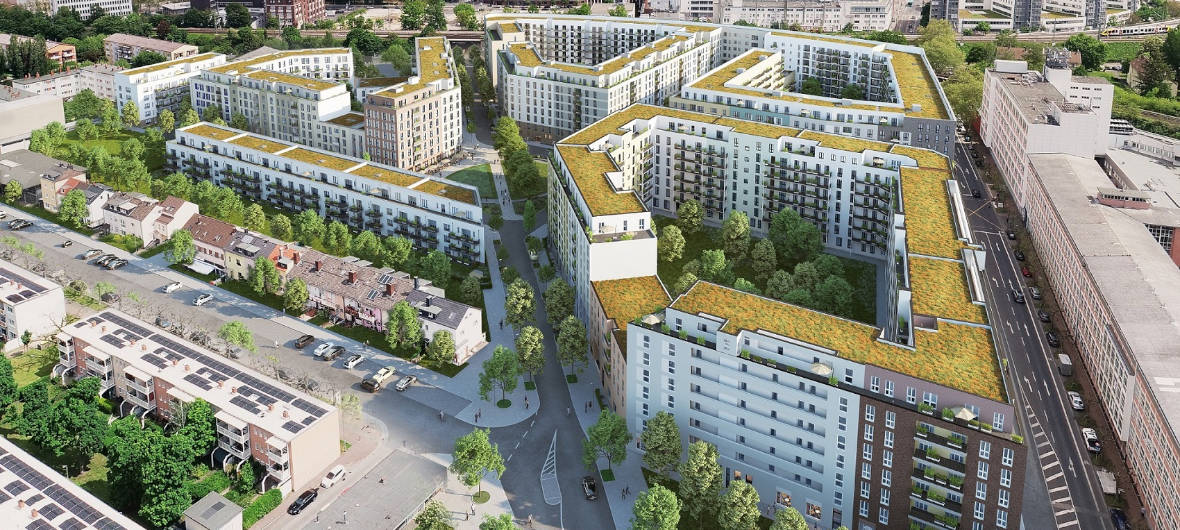 Abwärme eines Rechenzentrums beheizt neues Frankfurter Stadtviertel „franky“: Im Zuge der Grundsteinlegung wurde das bislang Westville betitelte Wohnquartier in 