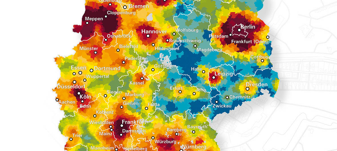 Wohnwetterkarte 2023: Deutschland steckt tief in der Wohnungsbau-Krise: Die Wohnwetterkarte stellt das Verhältnis von Angebot und Nachfrage für alle deutschen Städte und Gemeinden dar. Für 2023 sieht sie den Wohnungsbau in der Krise und Projektentwickler und Politik gleichermaßen gefordert.